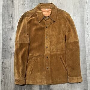 VTG 60s Western Suede Leather Jacket Brown Colombian Snap Front Hippie Boho 40